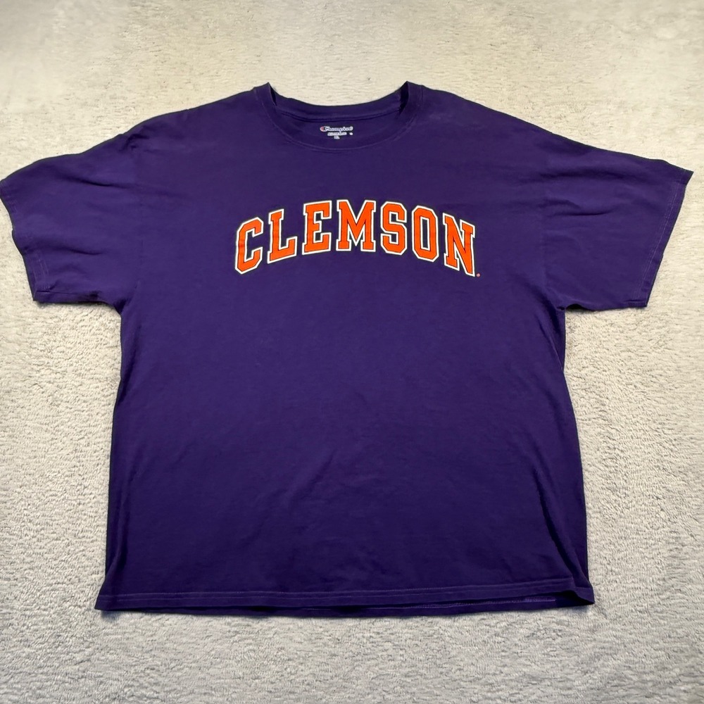 Champion Clemson Tigers T-Shirt Graphic Print Purple Tee Unisex XL